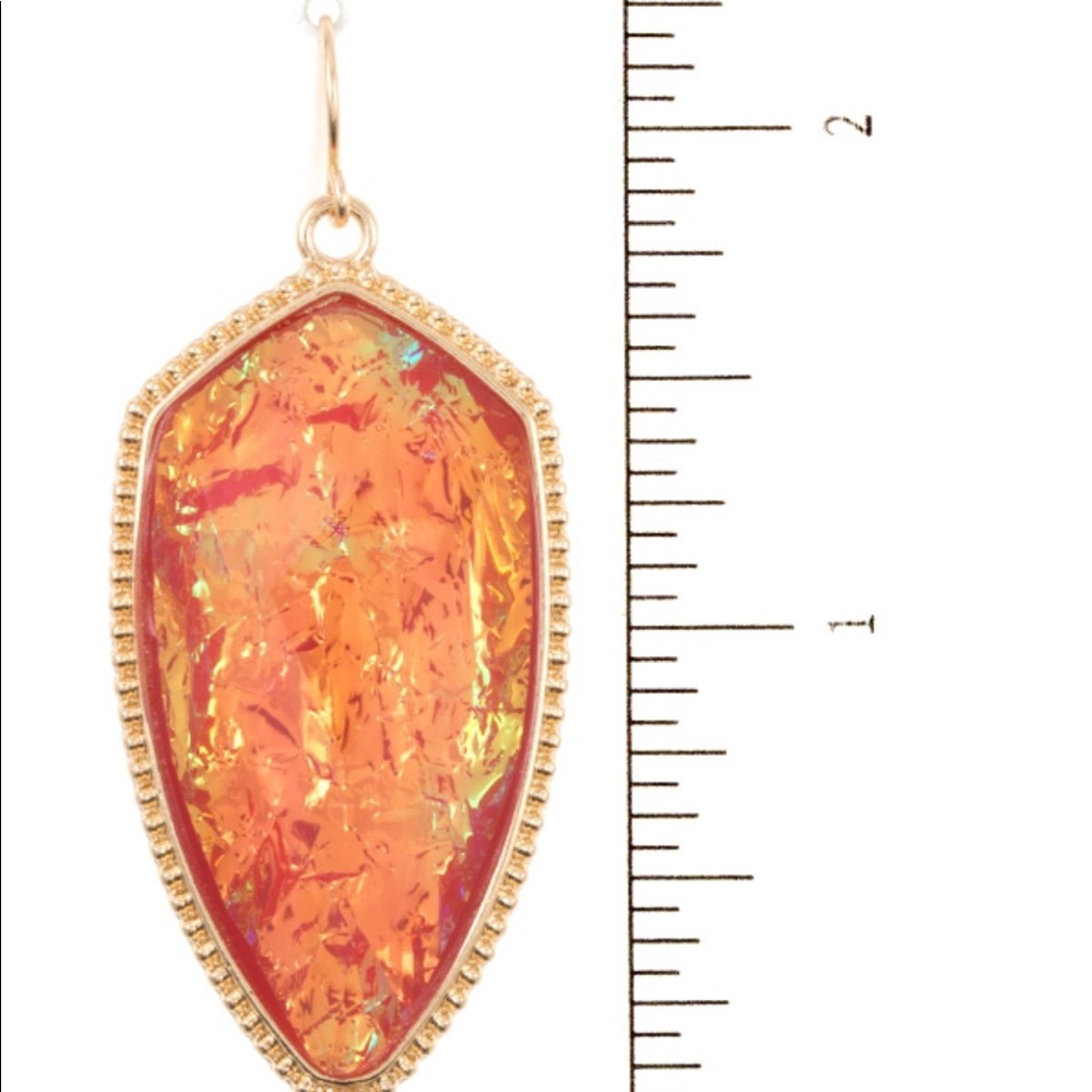 Peach Opal & Gold Faceted Geometric Dangle Earring - Picture 3 of 3